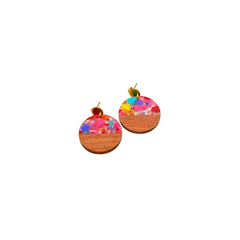 Les Boucles d’oreilles – Bois ronde colorée