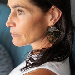 Les Boucles d’oreilles – Feuille tropicale verte
